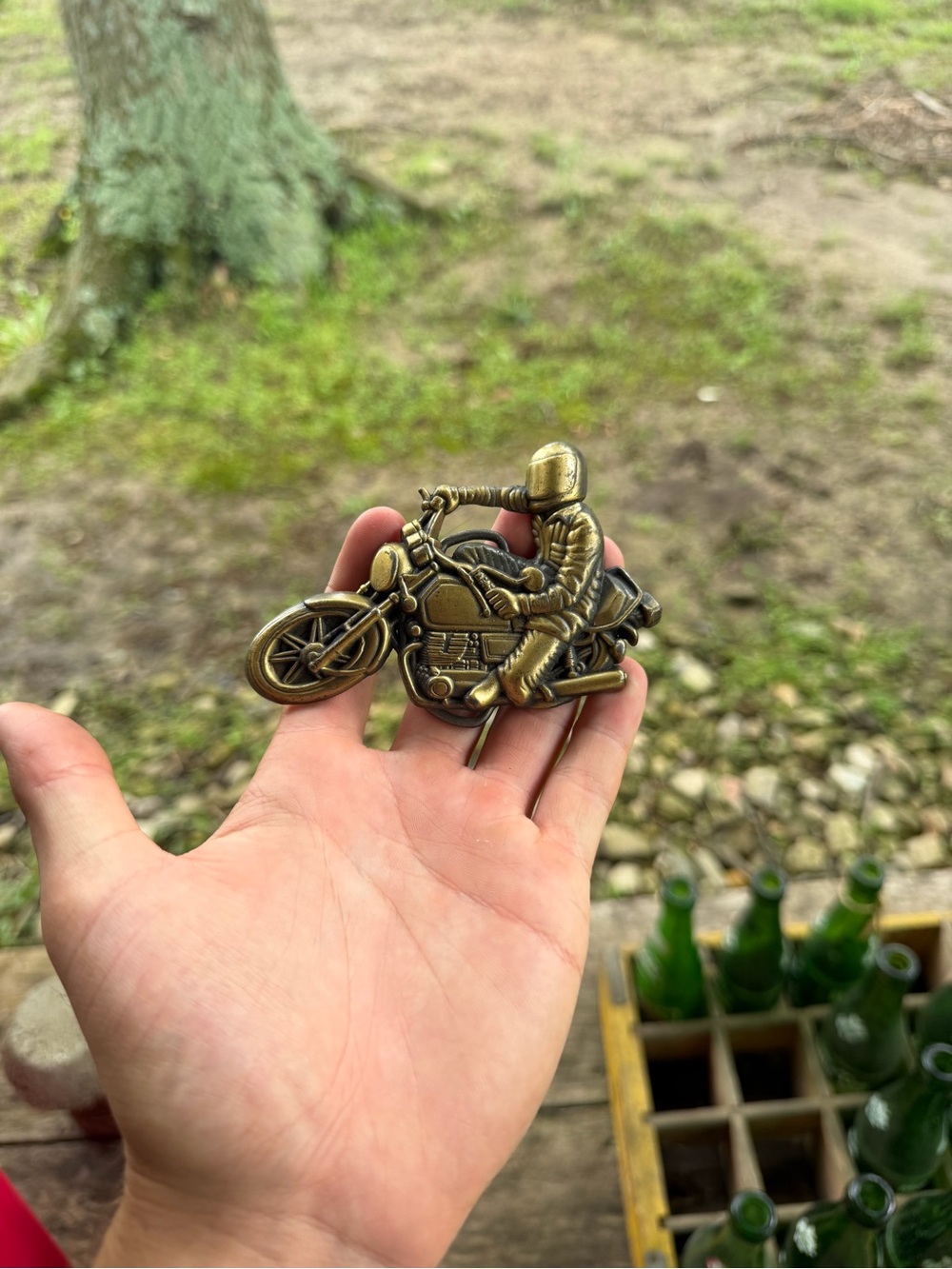 Vintage 1970s Harley Davidson gold brass western belt buckle